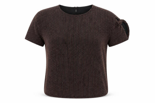 Front view of Matalan women’s multicoloured striped basic blouse, size UK 16