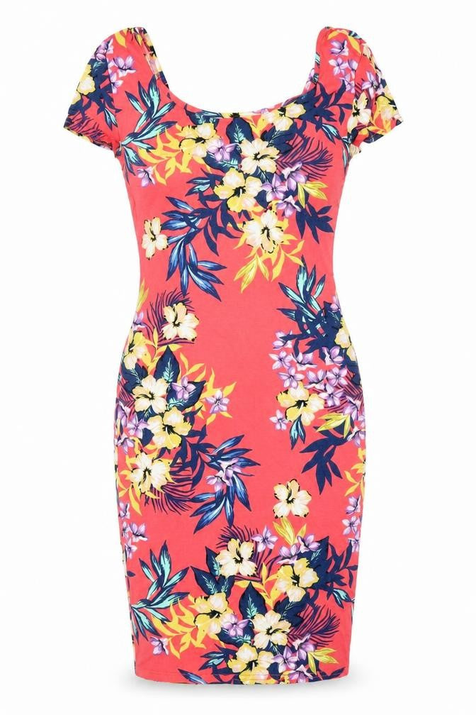 Front view of New Look women’s pink fair isle bodycon, size UK 10