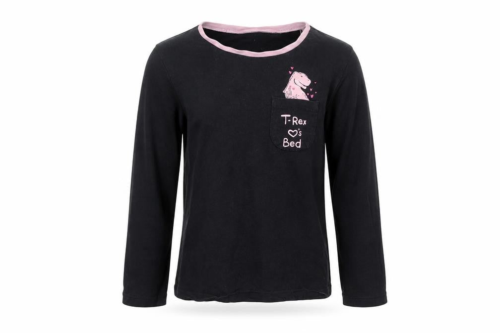 Front view of George girls’ black solid top pyjama top, size 6-7, years