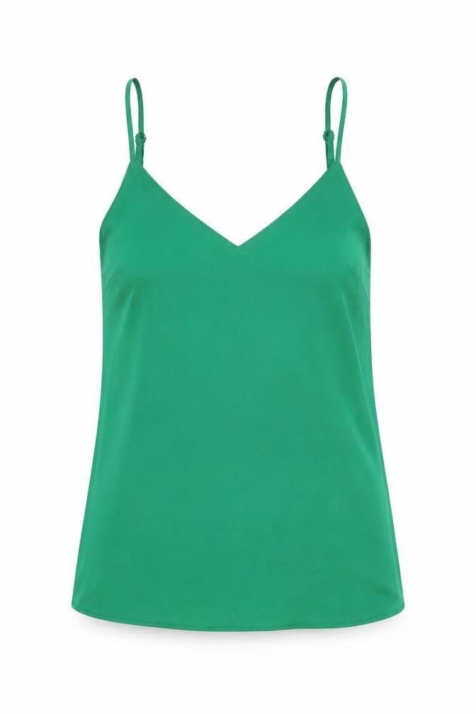 Front view of ASOS women’s green basic tank, size UK 8