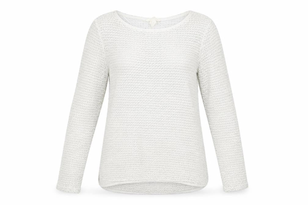 Front view of H&M women’s white pullover sweatshirt, size XS