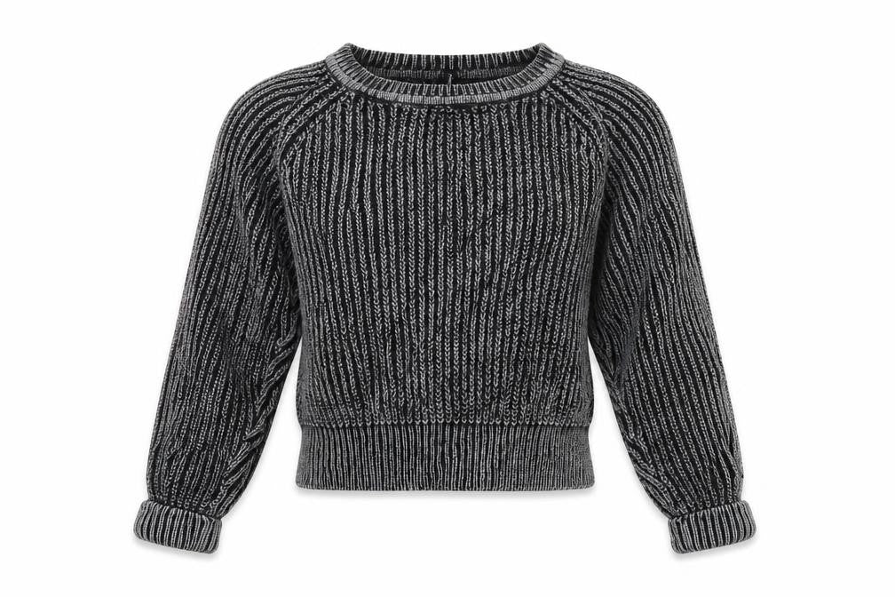 Front view of H&M women’s grey pullover sweatshirt, size S