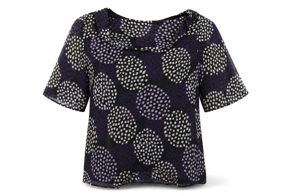 Front view of Bonmarché women’s black basic blouse, size UK 12