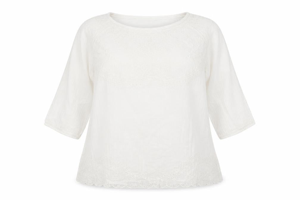 Front view of Southern Cotton women’s white basic blouse, size UK 42