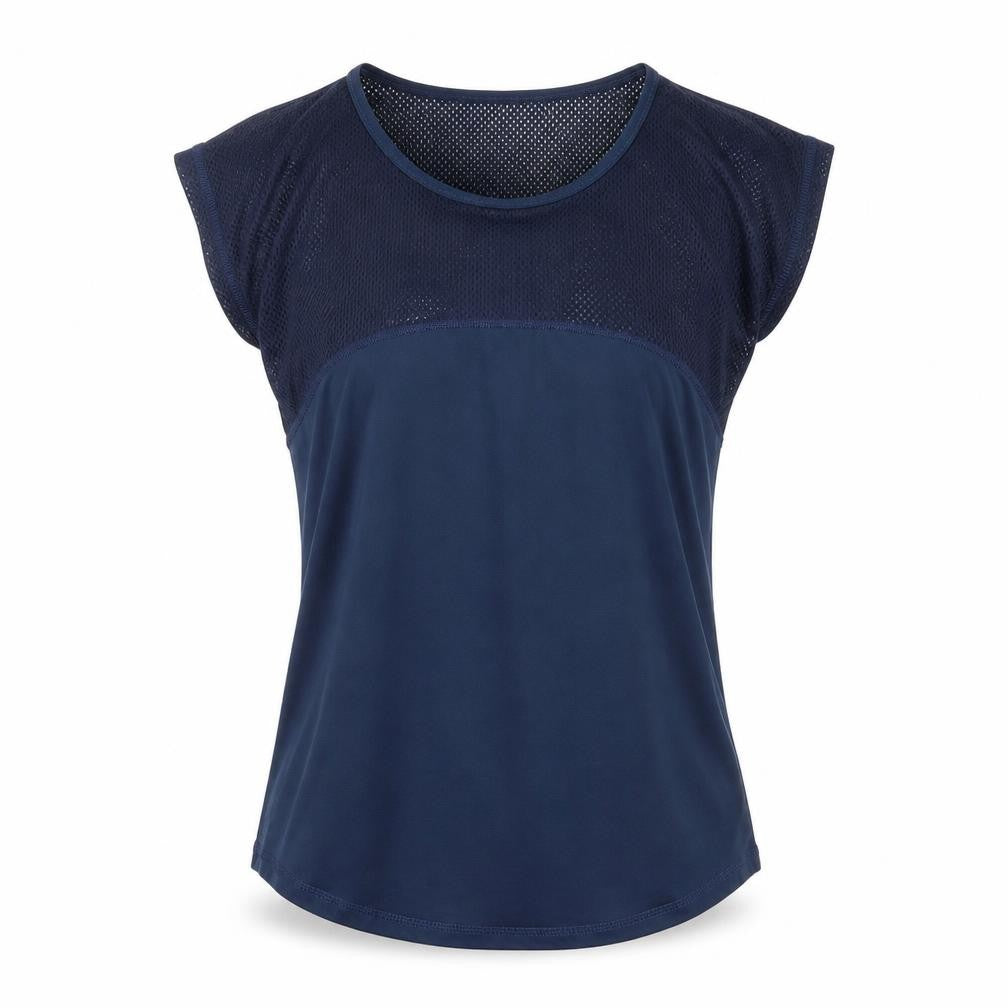 Front view of SHEIN women’s blue basic t-shirt, size S