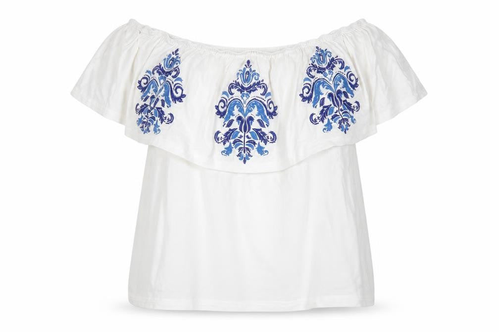 Front view of Primark women’s white basic blouse, size UK 6