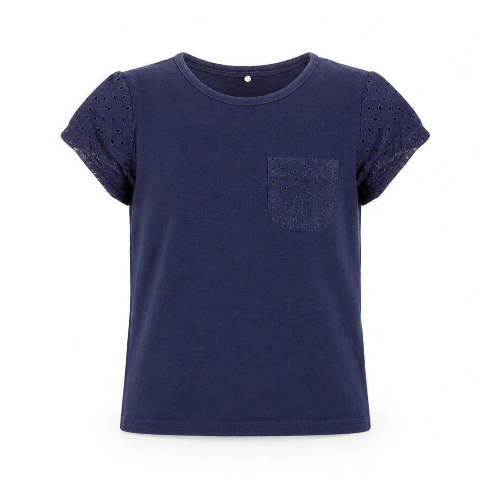 Front view of George girls’ blue basic t-shirt, size 6-7, years