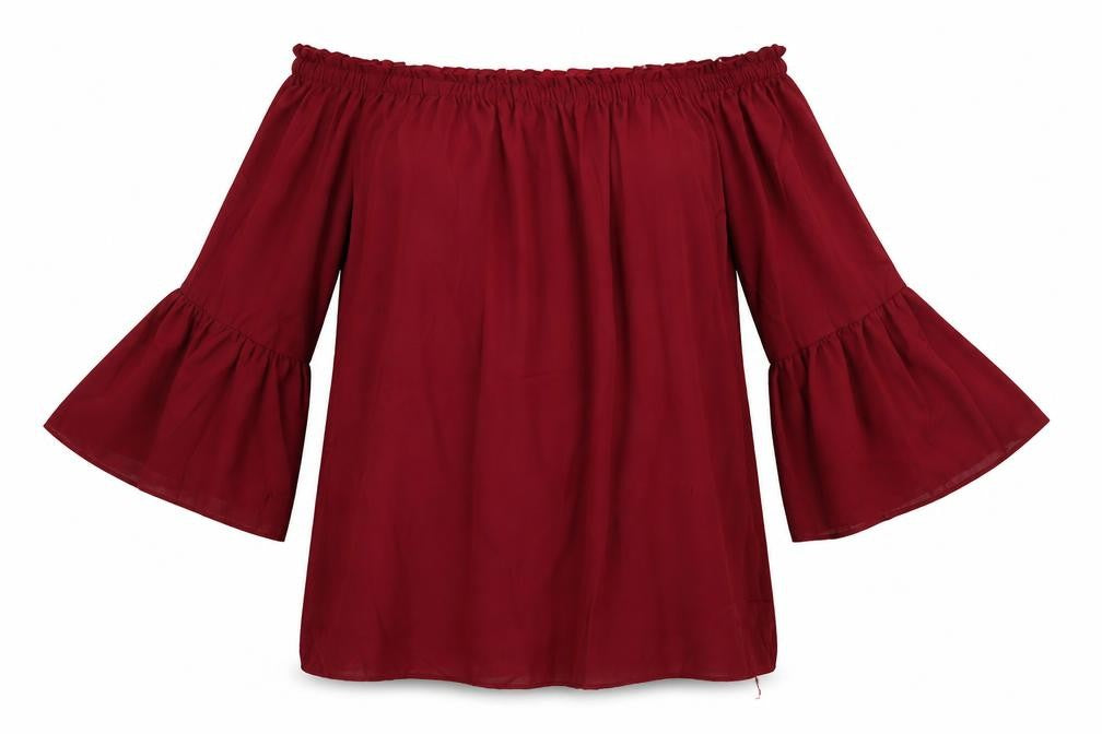 Front view of Zanzea women’s red basic blouse, size M