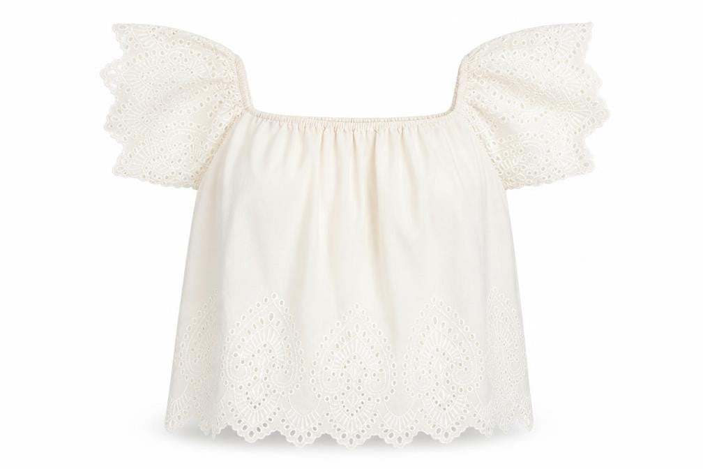 Front view of Miss Selfridge women’s white basic blouse, size UK 10
