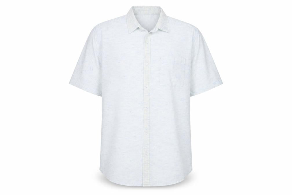 Front view of New Look men’s blue button-up, size L