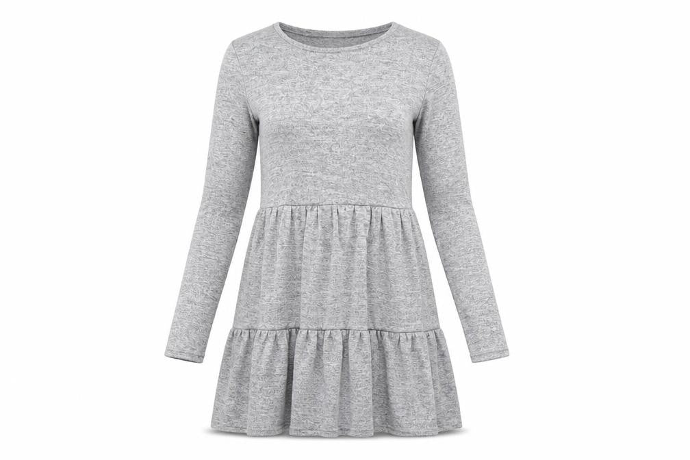 Front view of New Look women’s grey jumper dress, size UK 6