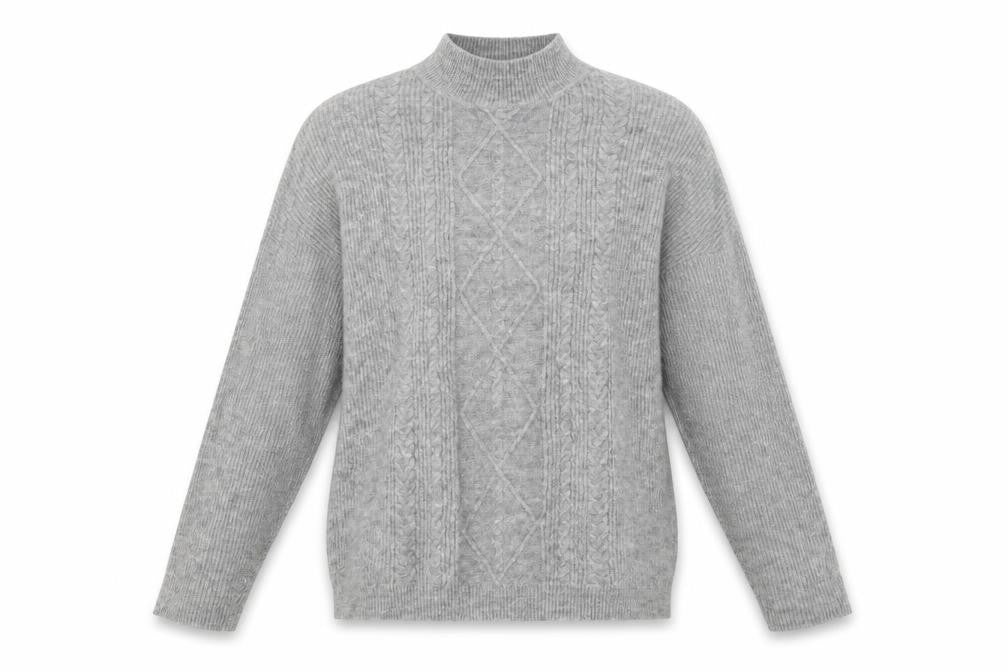 Front view of Peacocks women’s grey jumper, size M