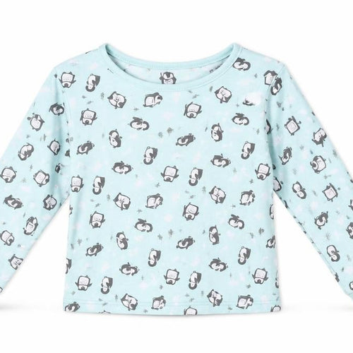 George Girls Blue   Top Pyjama Top Size 3-4 Years  - Penguin Print