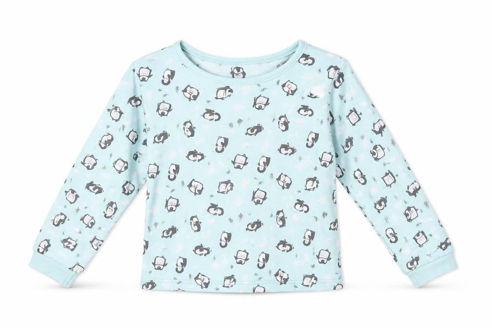 George Girls Blue   Top Pyjama Top Size 3-4 Years  - Penguin Print