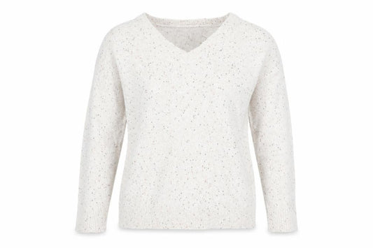 Front view of Peacocks women’s beige jumper, size S, - sequins all over