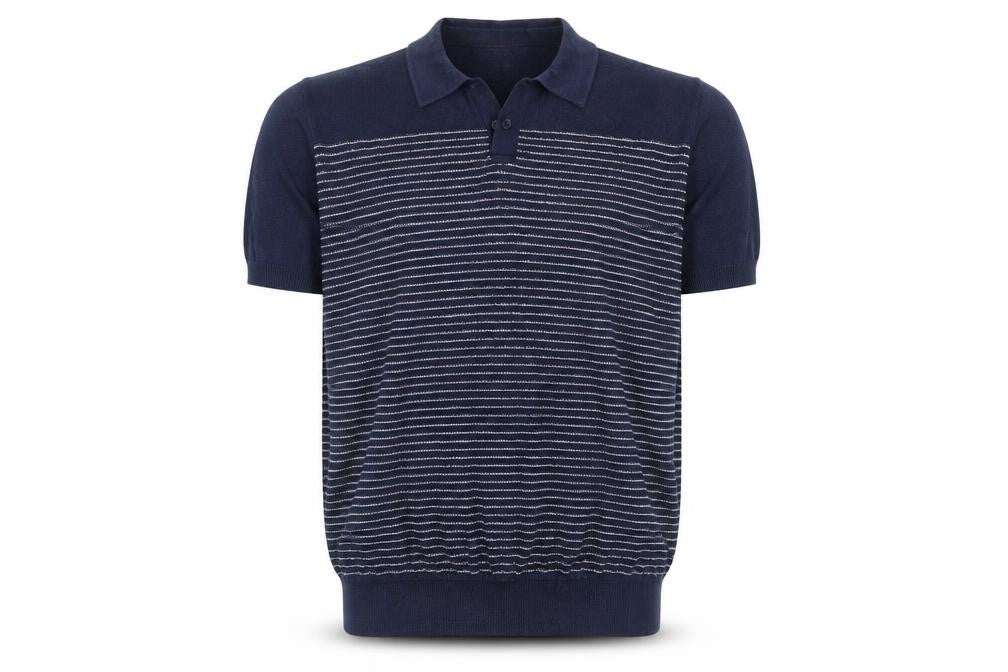 Front view of George men’s blue striped jumper, size M
