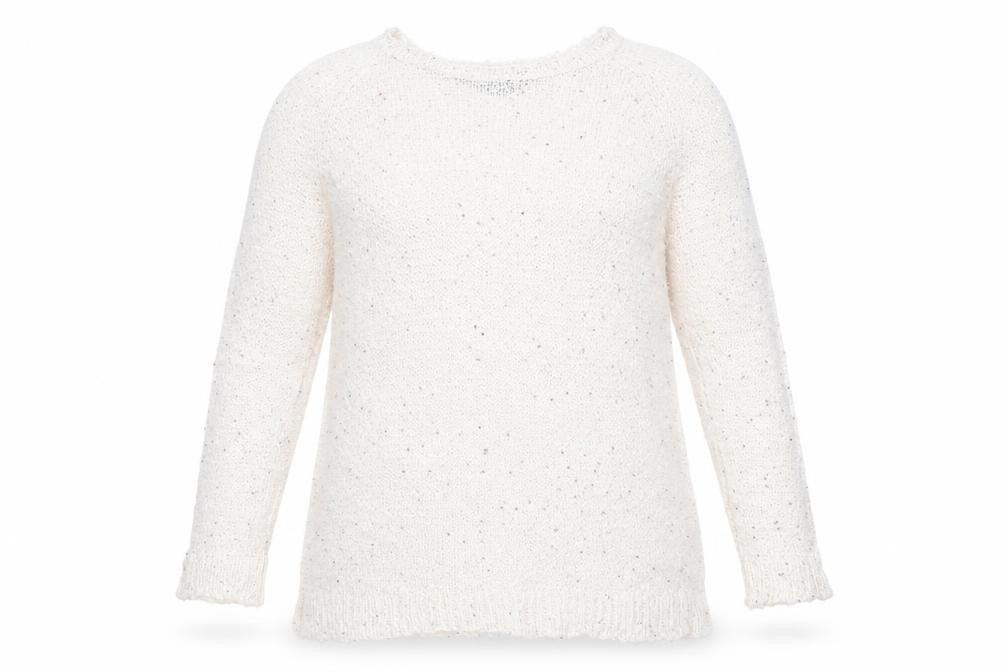 Front view of Topshop women’s beige jumper, size UK 8, - sequins all over