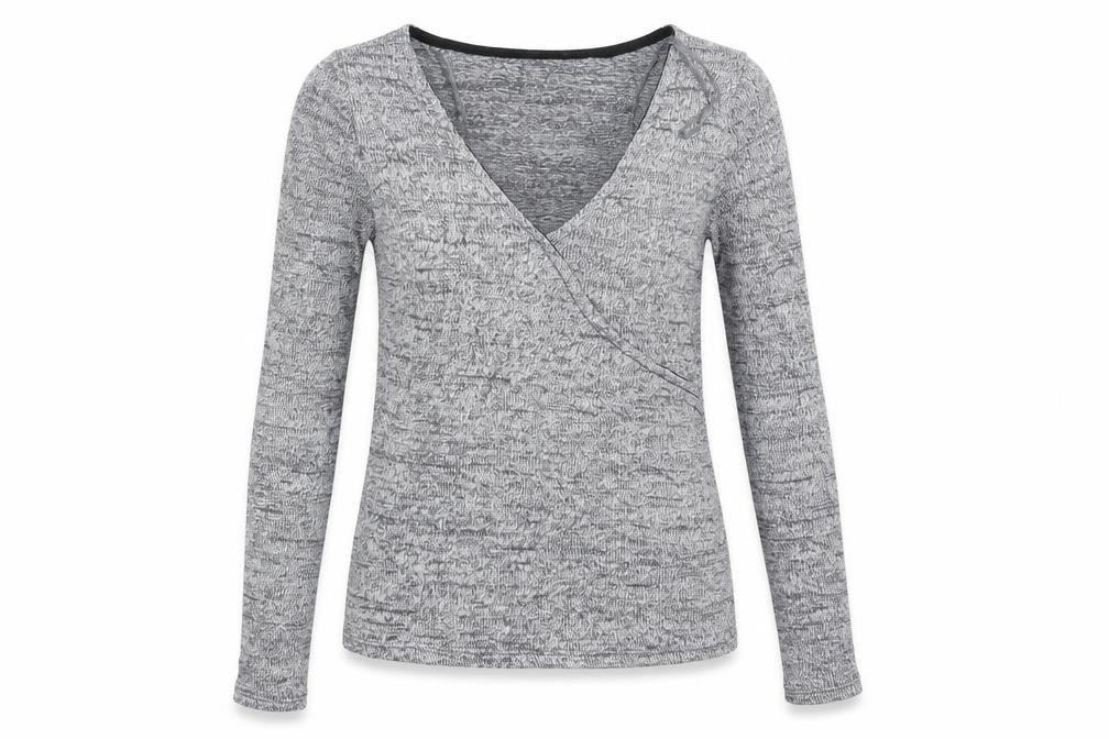 Front view of Miss Selfridge women’s grey tunic jumper, size UK 8