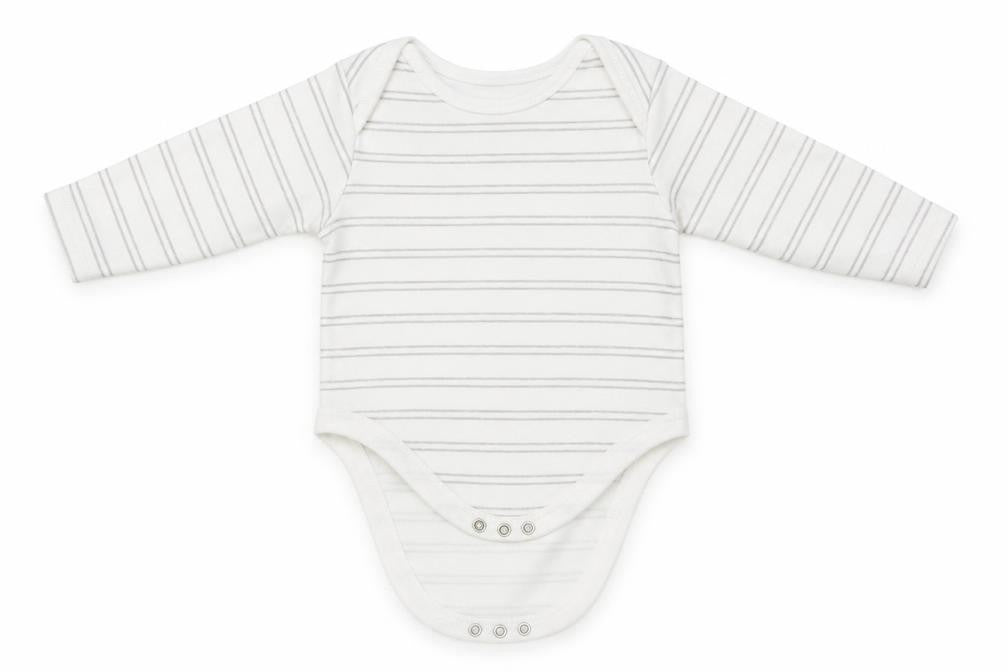 Front view of Primark Baby White Striped Leotard One-Piece, size 9-12, Months