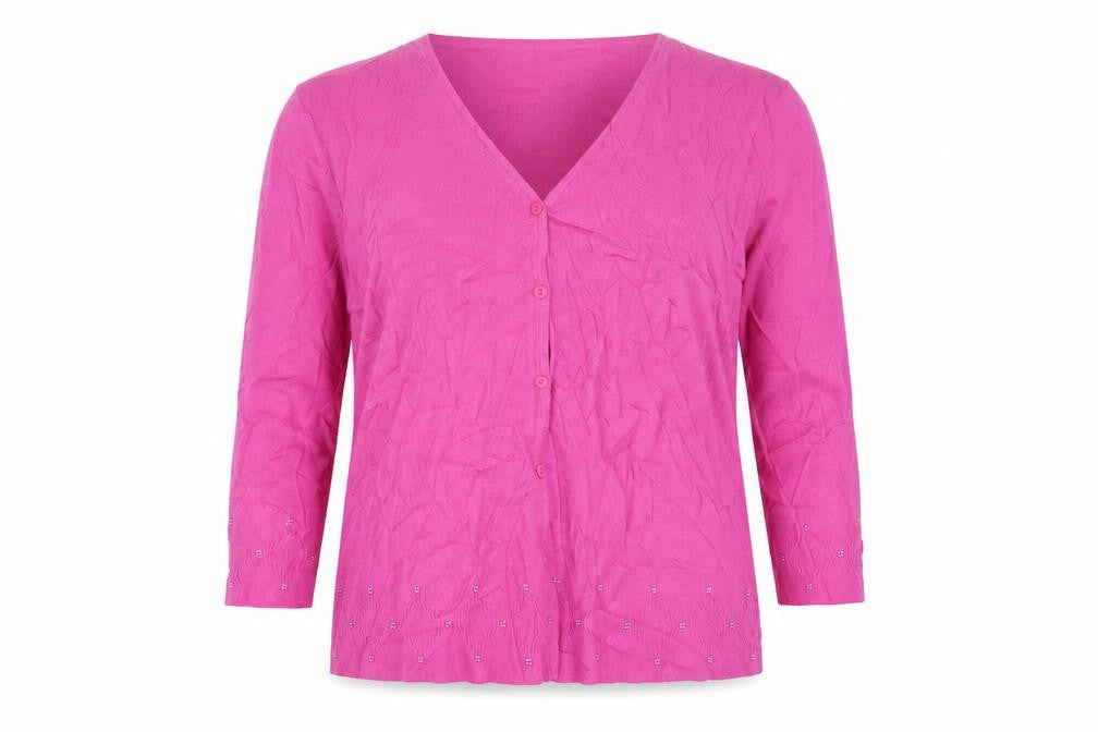 Front view of Precis women’s pink cardigan jumper, size L