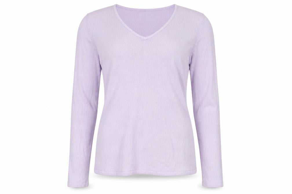 Front view of BHS women’s purple jumper, size UK 12