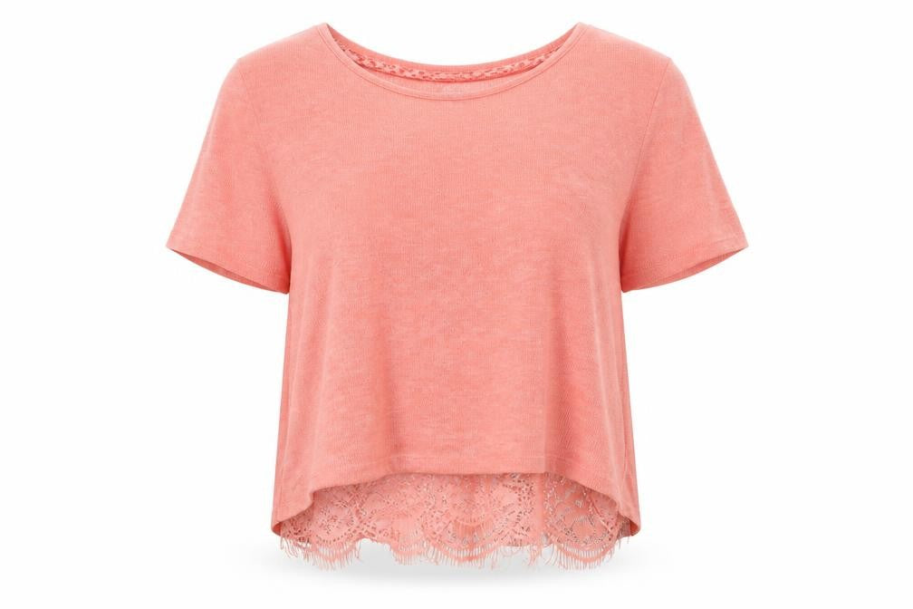 Front view of Miss Selfridge women’s pink basic blouse, size UK 8