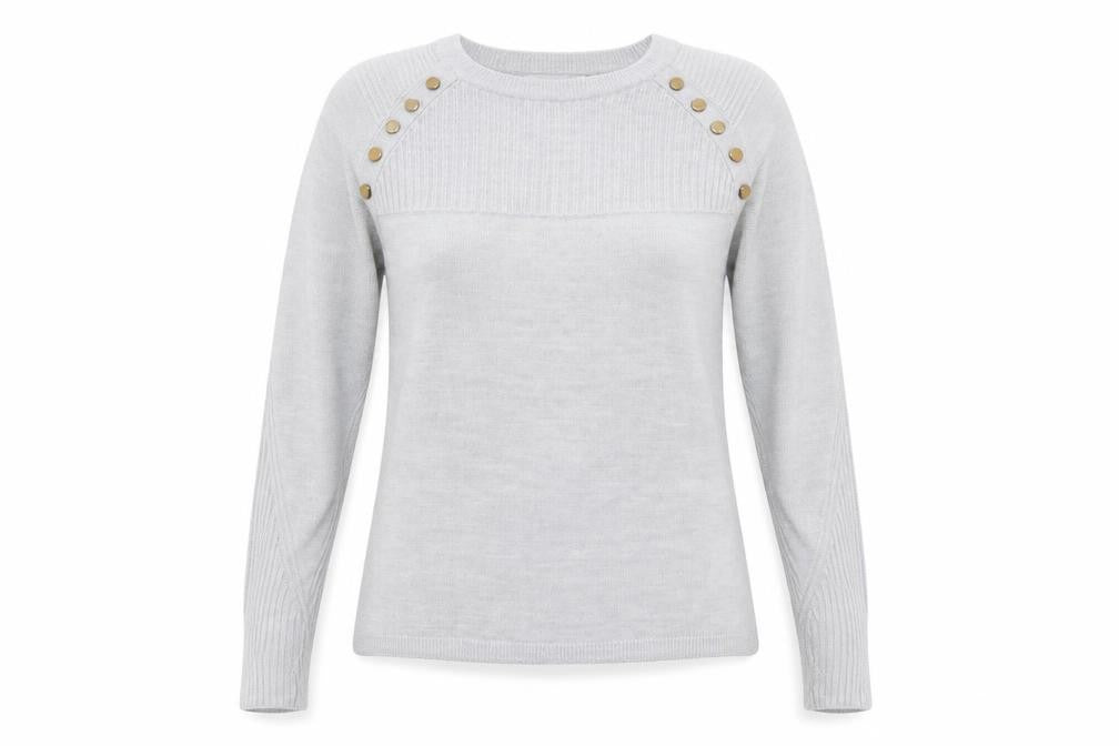 Front view of Marks & Spencer women’s grey jumper, size UK 10