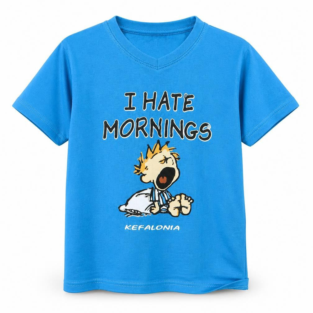 Front view of J&G boys’ blue solid pyjama top, size 6, years