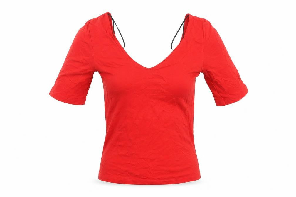 Front view of Monki women’s red basic t-shirt size 2xs