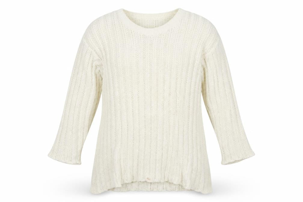 Front view of Strenesse women’s white striped jumper, size UK 10