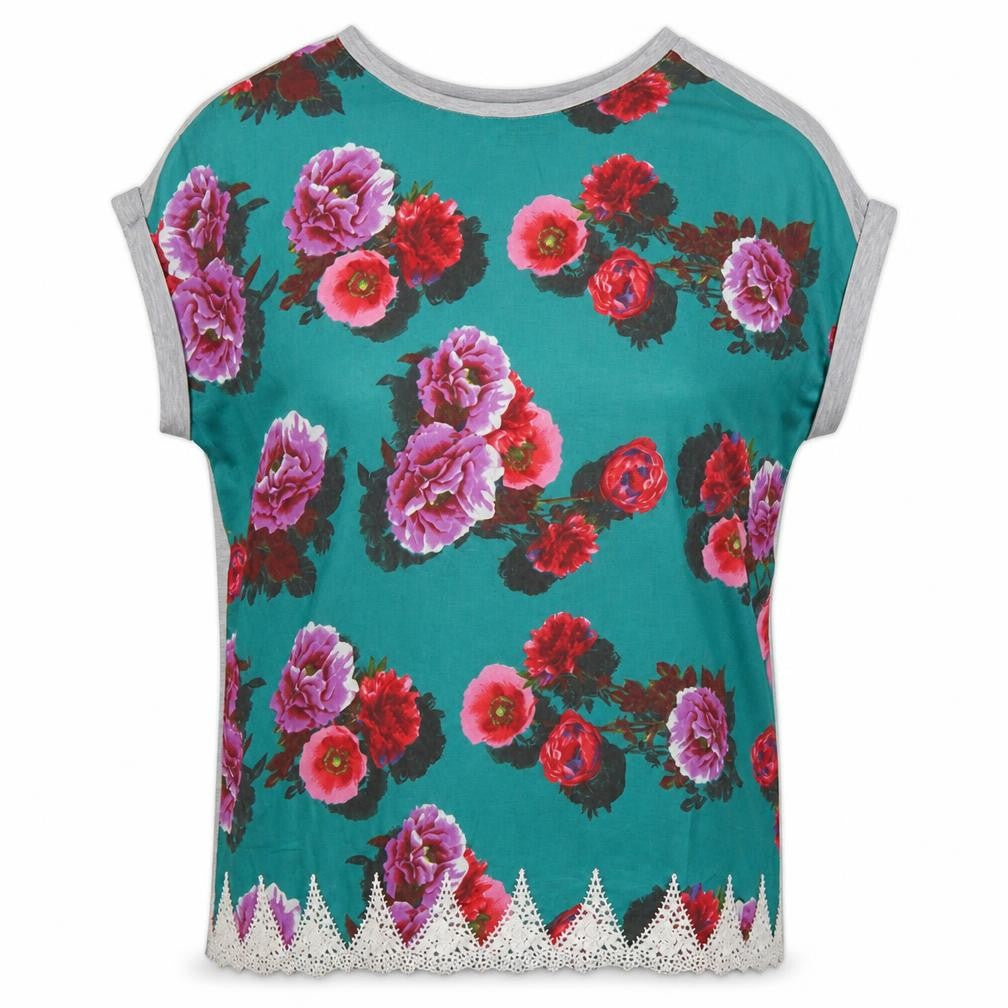 Front view of Papaya women’s multicoloured floral basic blouse, size UK 12