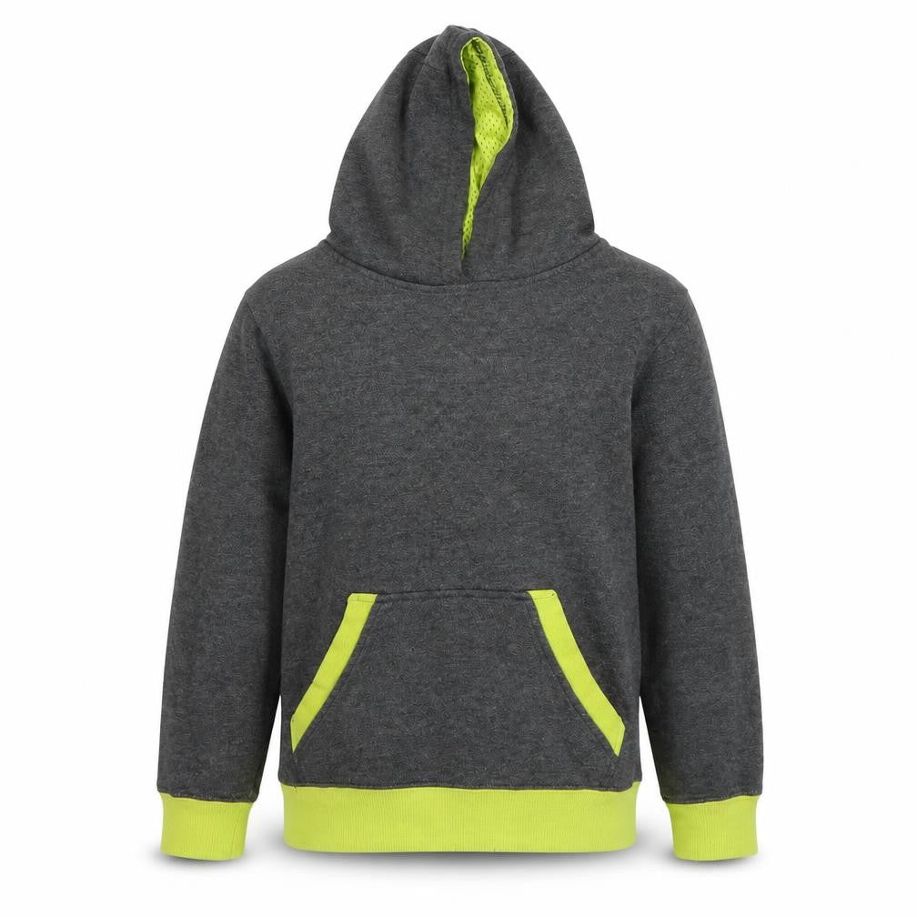 Front view of URB 65 boys’ grey pullover hoodie, size 7-8, years