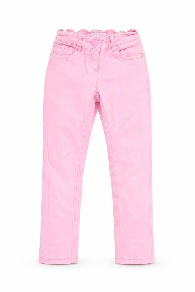 Front view of Next girls’ pink straight jeans, size 9, months