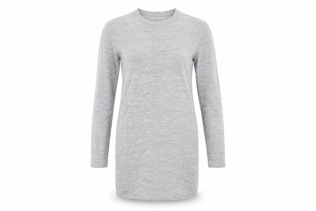 Front view of ASOS women’s grey jumper dress, size UK 4