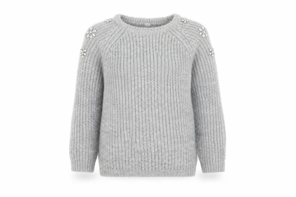 Front view of Primark girls’ grey jumper, size 7-8, years