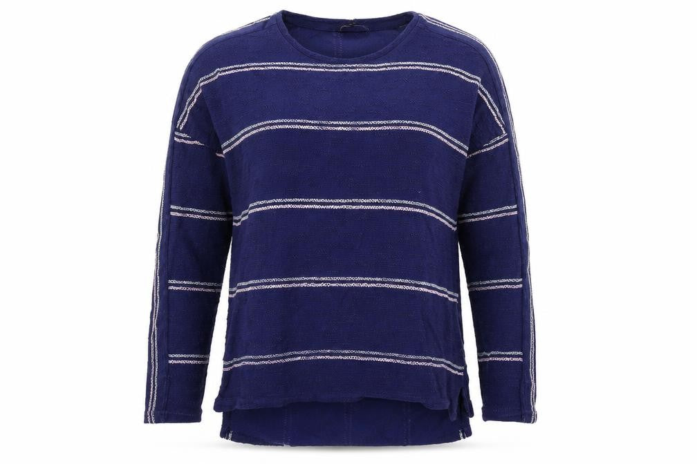 Front view of Love leisure women’s blue jumper, size UK 14