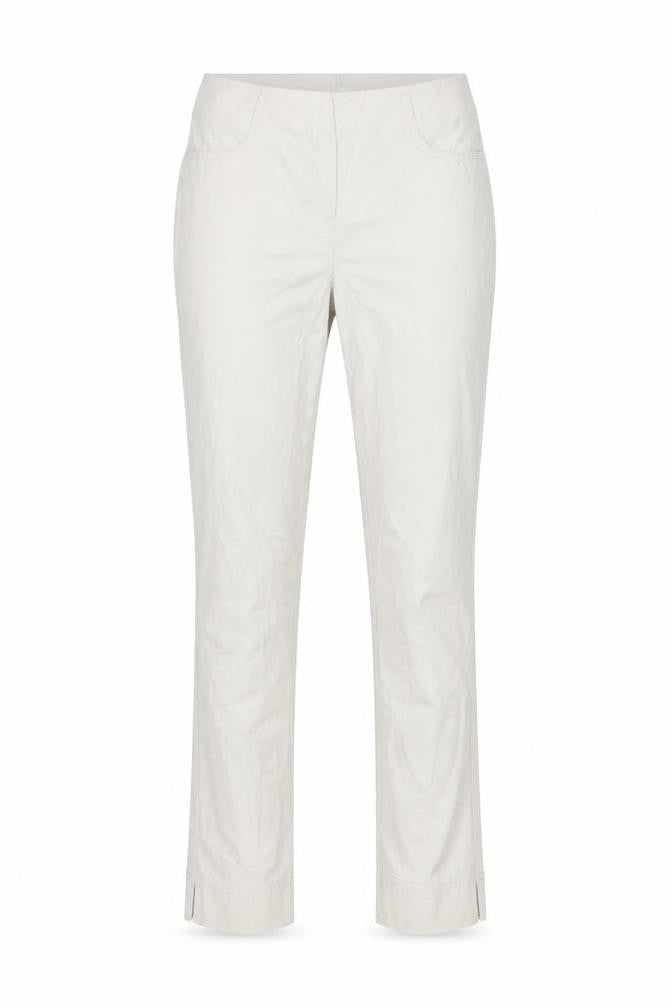 Front view of Preworn women’s ivory trousers, size UK 6, 30-inch leg
