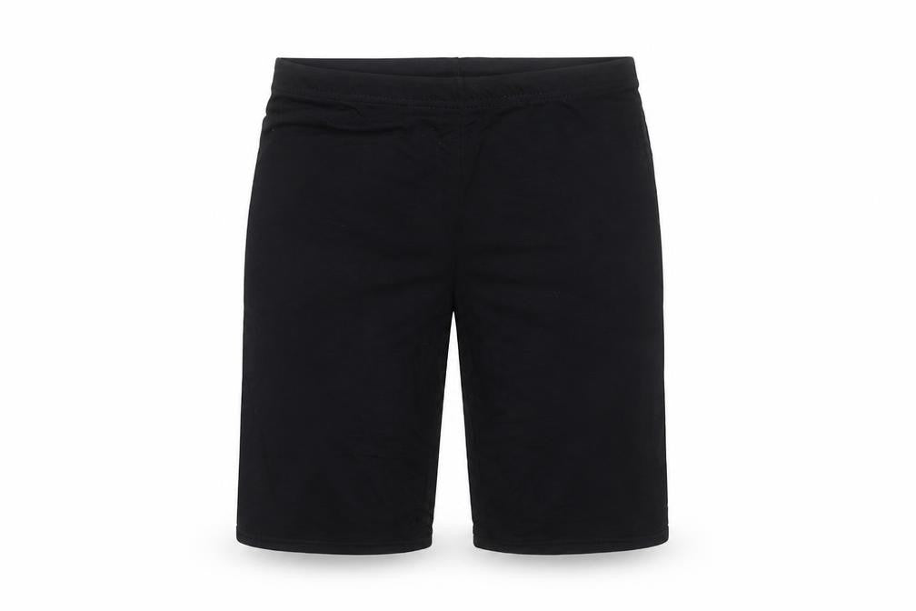 Front view of Boohoo women’s black bermuda shorts, size UK 8