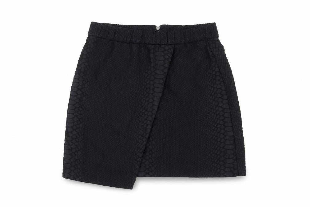 Front view of Topshop women’s black bandage skirt, size UK 10