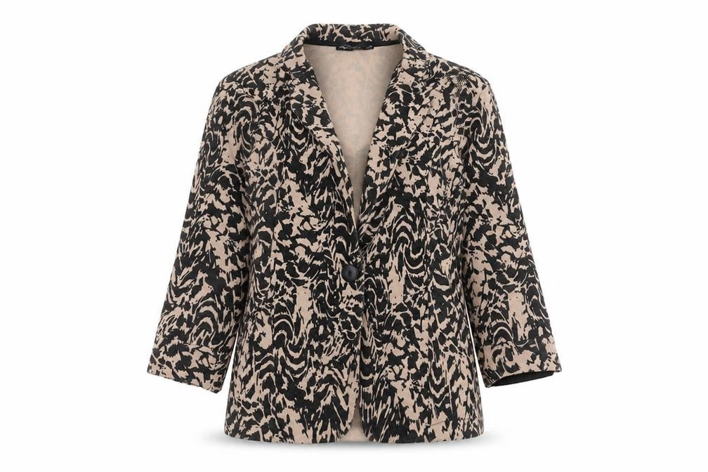 Front view of Signage women’s brown animal print jacket, size UK 10