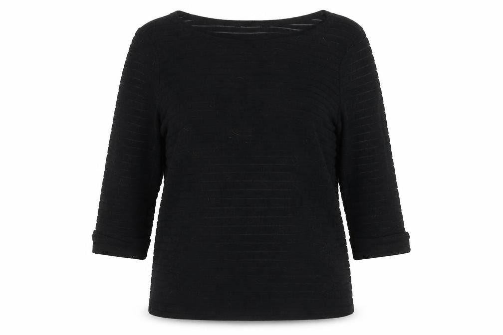 Front view of River Island women’s black basic t-shirt, size UK 12