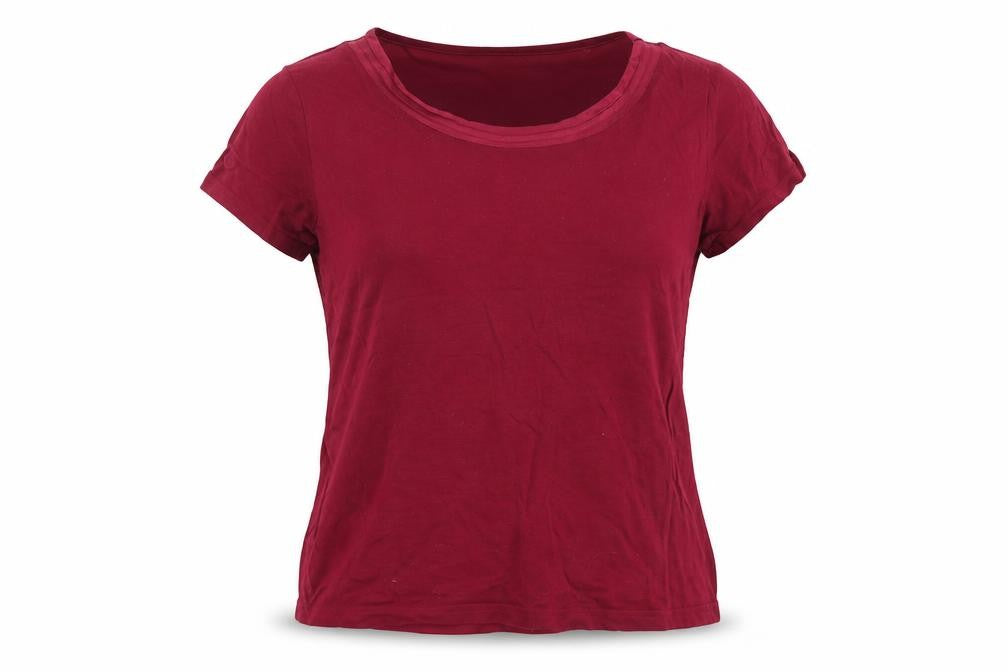 Front view of M&Co women’s pink basic t-shirt, size UK 14