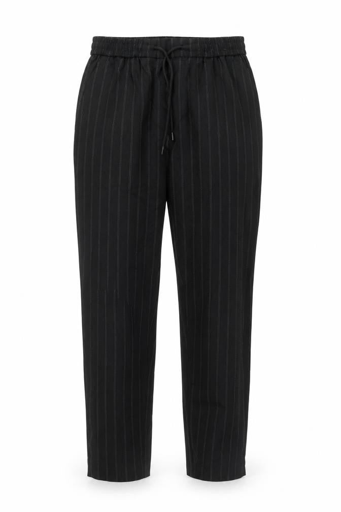 Front view of New Look men’s black trousers, size S, 24-inch leg