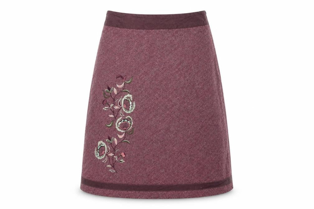 Front view of Klass women’s purple a-line skirt, size UK 10