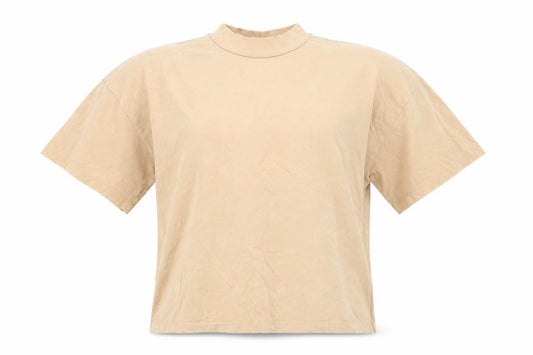 Front view of ASOS women’s beige basic t-shirt, size UK 6, - muted orange / beige