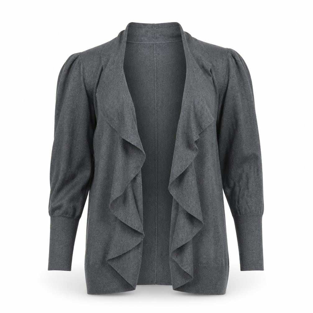 Front view of George women’s grey cardigan jumper, size UK 14