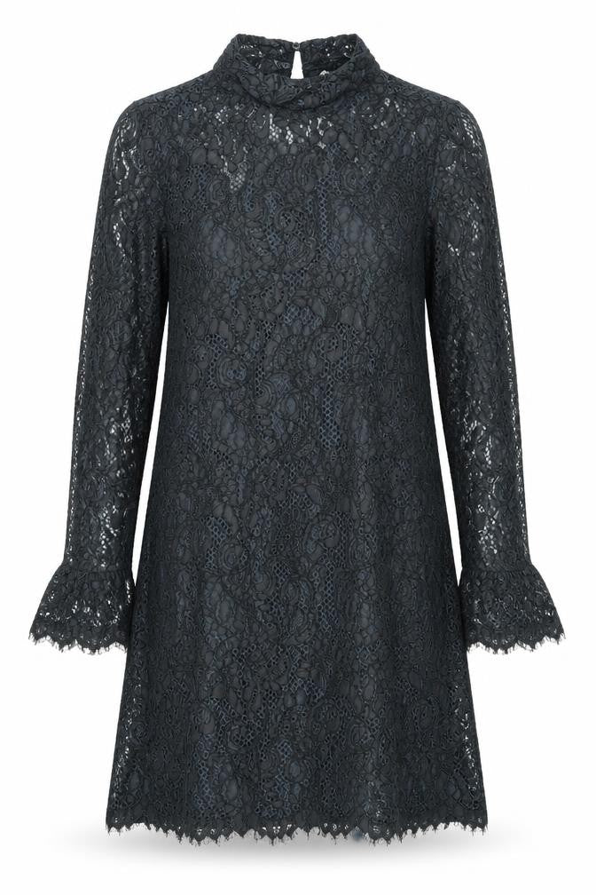 Front view of H&M women’s grey lace a-line, size UK 8