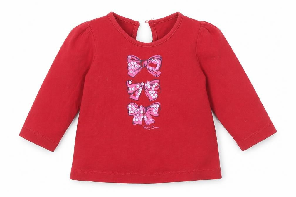 Front view of Matalan Baby Red Basic T-Shirt, size 6-9, Months