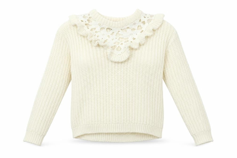 Front view of Miss Selfridge women’s ivory jumper, size UK 6