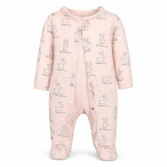 Front view of George girls’ pink geometric babydoll one piece, size 3-6, months